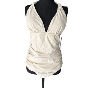 Gloria Vanderbilt Cream One-Piece Swimsuit